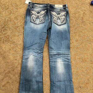 Miss Me Bootcut Jeans NWT Size 31 Inseam 32 Butterfly Pocket
